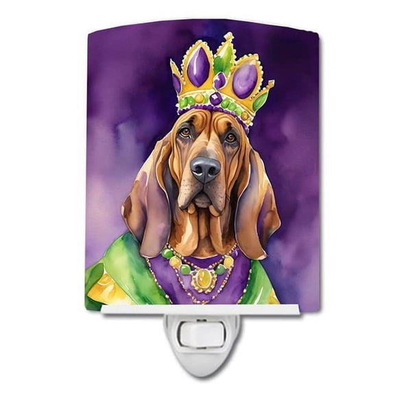 6 x 4 in. Bloodhound King of Mardi Gras Ceramic Night Light