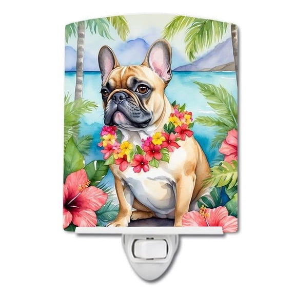 6 x 4 in. French Bulldog Luau Ceramic Night Light