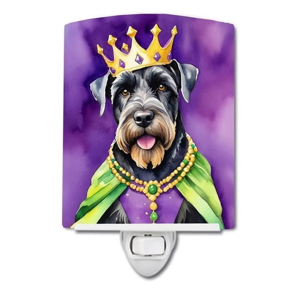 6 x 4 in. Giant Schnauzer King of Mardi Gras Ceramic Night Light