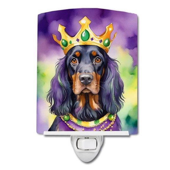 6 x 4 in. Gordon Setter King of Mardi Gras Ceramic Night Light