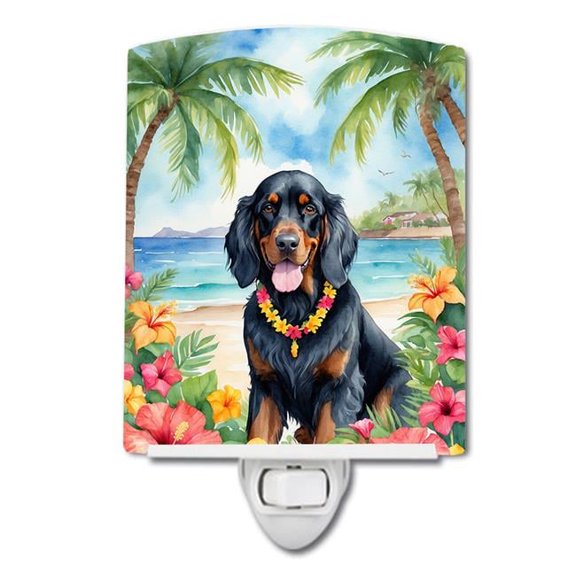6 x 4 in. Gordon Setter Luau Ceramic Night Light