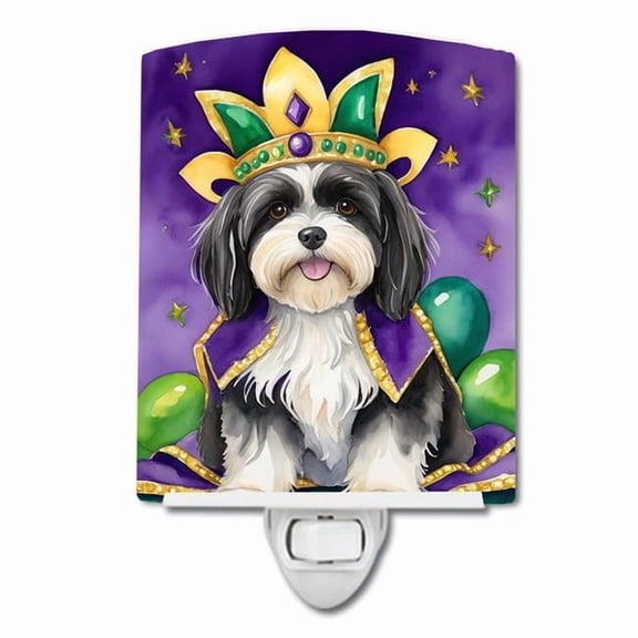 6 x 4 in. Havanese King of Mardi Gras Ceramic Night Light