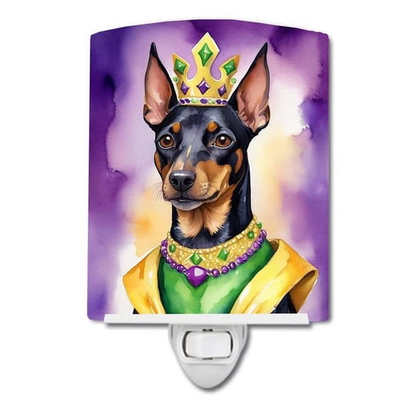 6 x 4 in. Manchester Terrier King of Mardi Gras Ceramic Night Light