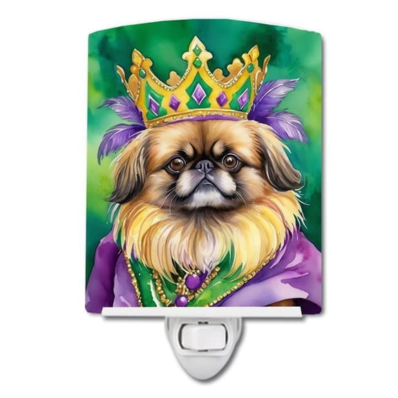 6 x 4 in. Pekingese King of Mardi Gras Ceramic Night Light