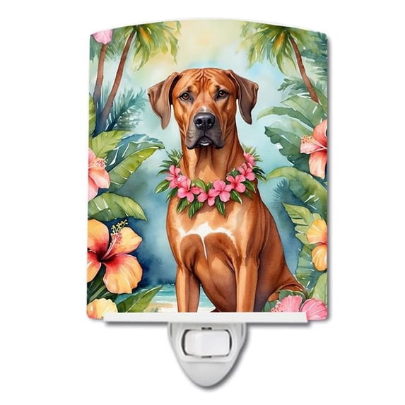 6 x 4 in. Rhodesian Ridgeback Luau Ceramic Night Light