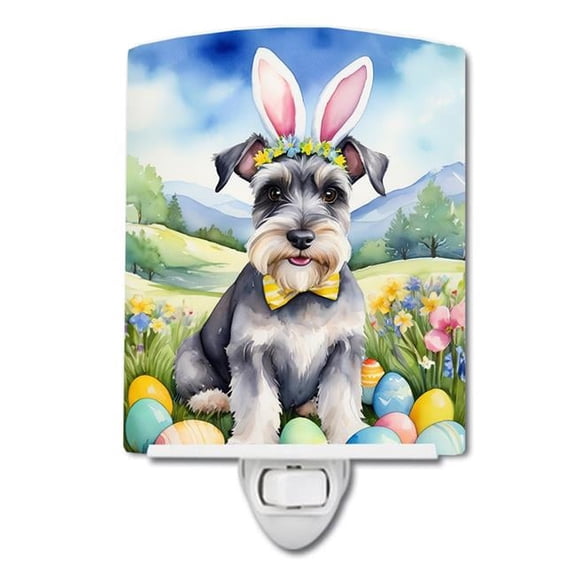 6 x 4 in. Schnauzer Easter Egg Hunt Ceramic Night Light