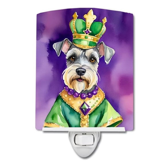 6 x 4 in. Schnauzer King of Mardi Gras Ceramic Night Light