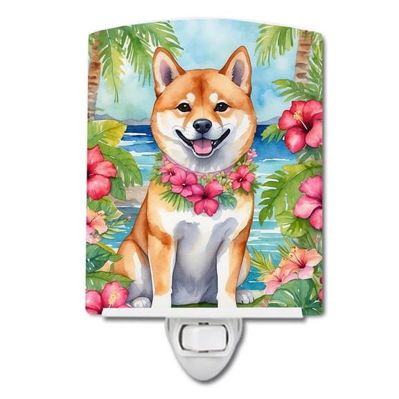 6 x 4 in. Shiba Inu Luau Ceramic Night Light