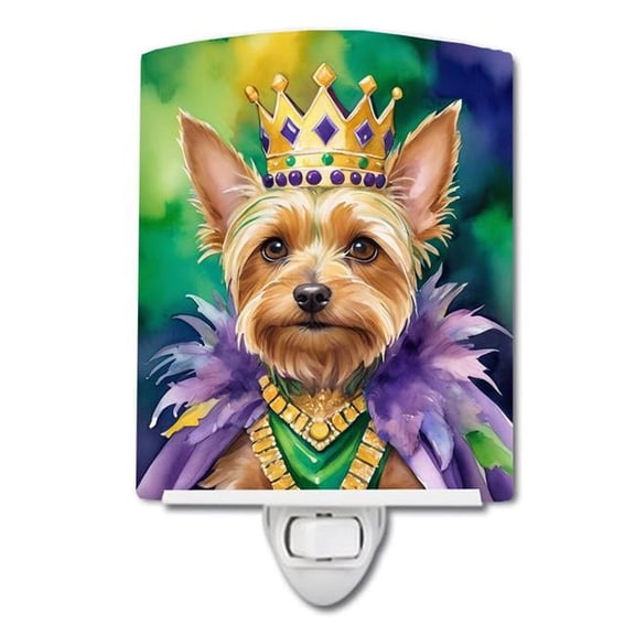 6 x 4 in. Silky Terrier King of Mardi Gras Ceramic Night Light