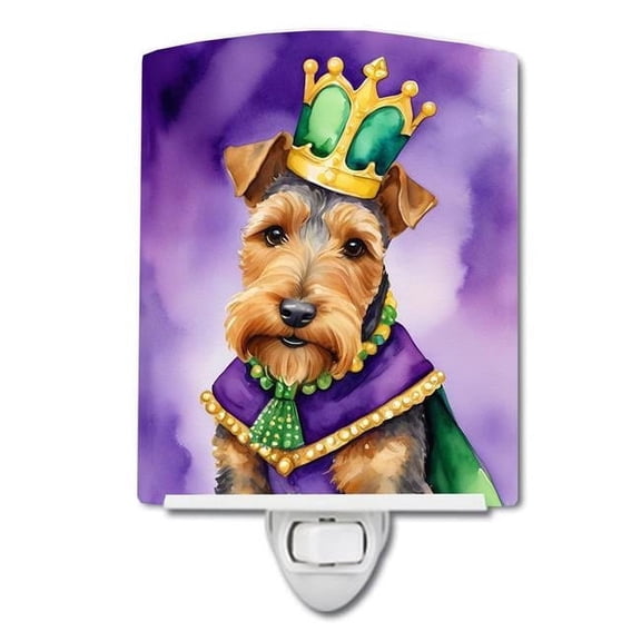 6 x 4 in. Welsh Terrier King of Mardi Gras Ceramic Night Light