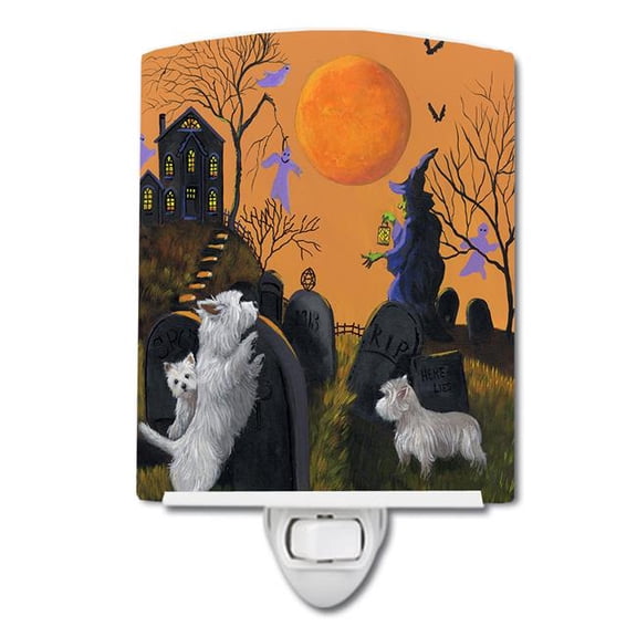 6 x 4 in. Westie Wicked Witch Ceramic Night Light