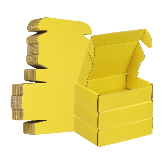 6 x 4 x 1.6 Inch Shipping Boxes, 30 Pack Color Corrugated Cardboard Box Cute Carton Boxes Literature Mailer for Mailing Packaging Small Business Gift Storage, Yellow