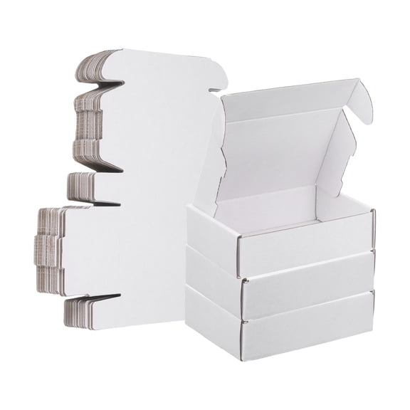 6 x 4 x 1.6 Inch Shipping Boxes, 30 Pack Color Corrugated Cardboard Box Cute Carton Boxes Literature Mailer for Mailing Packaging Small Business Gift Storage, White