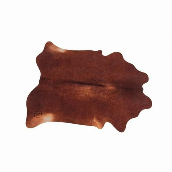 6 x 5.25 ft. Vegan Cow Drum Rug, Betsy Red Brown