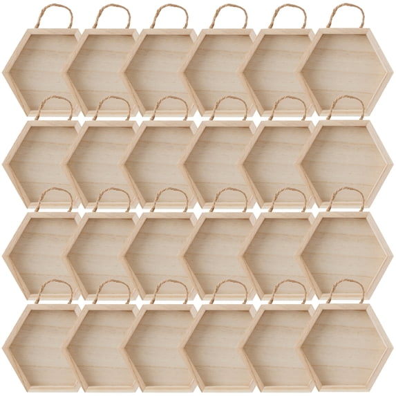 6” x 5” Unfinished Wooden Hexagon Shadow Box by Make Market - Ready-to-Finish Memory Box Display Case for Keepsakes - Mementos - and Memorabilia - Bulk 24 Pack
