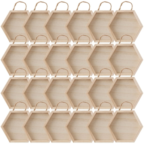 6” x 5” Unfinished Wooden Hexagon Shadow Box by Make Market - Ready-to-Finish Memory Box Display Case for Keepsakes - Mementos - and Memorabilia - Bulk 24 Pack
