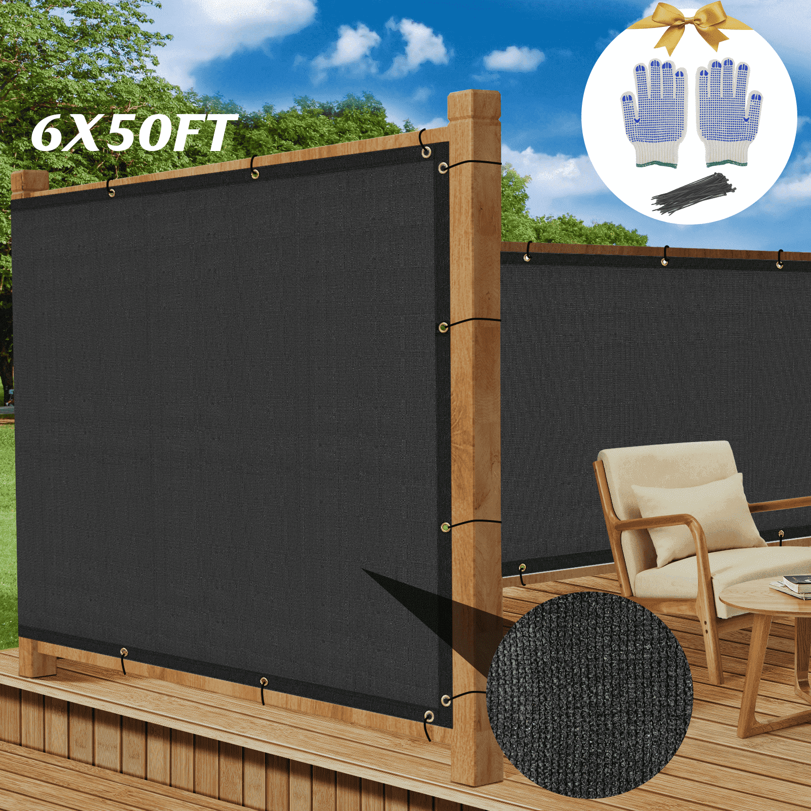 Windscreen Mesh 6' x 50' Privacy Screen Fence 180 GSM Heavy Duty 90% Blockage ...