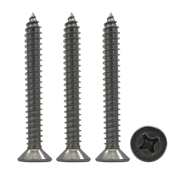 6 x 50mm Screw, Flat Head, Phillips Slot, 304 Stainless Steel Self Tapping Wood Drywall Screws 25Pcs