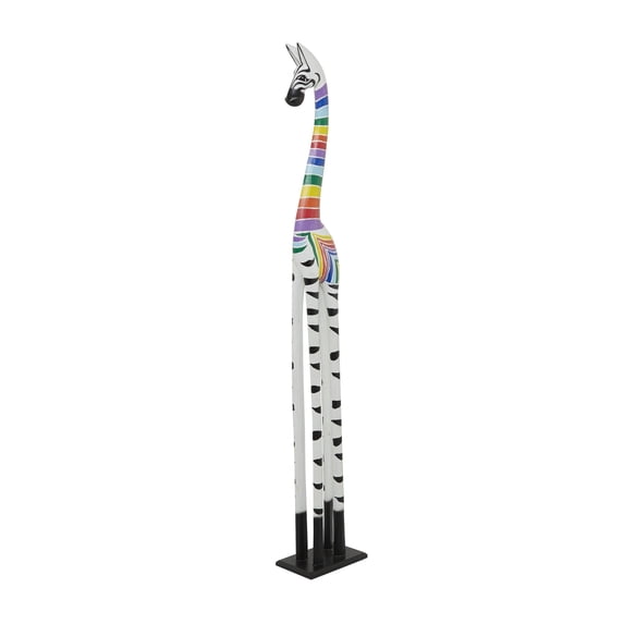 6" x 59" Multi Colored Wood Handmade Giraffe Sculpture, by DecMode