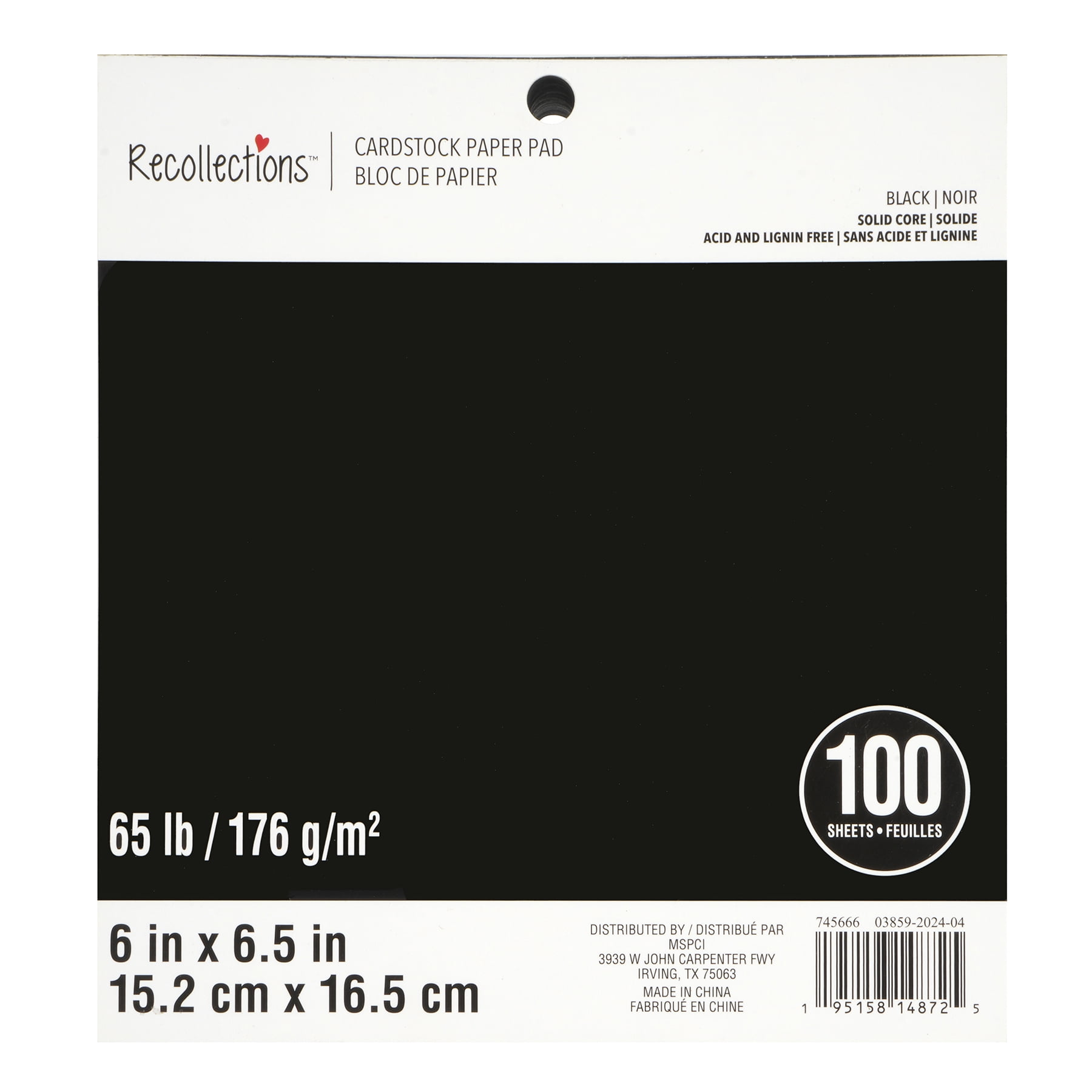 6" x 6.5" Black Cardstock Paper Pad by Recollections - Acid and Lignin Free Paper for Scrapbooks - Arts & Crafts - 6 Pack