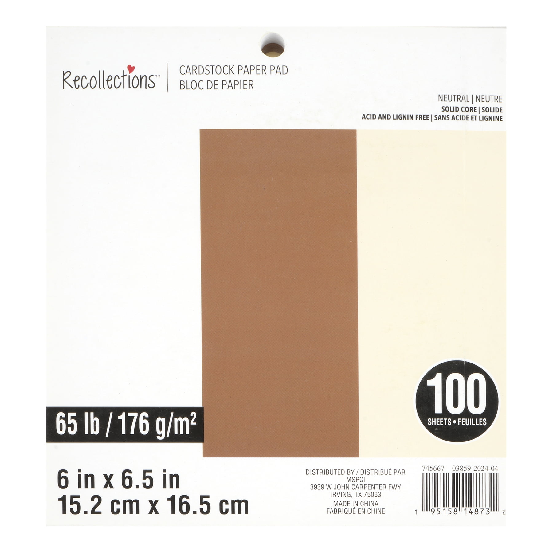 6" x 6.5" Neutral Cardstock Paper Pad by Recollections - Acid and Lignin Free Paper for Scrapbooks - Arts & Crafts - 6 Pack