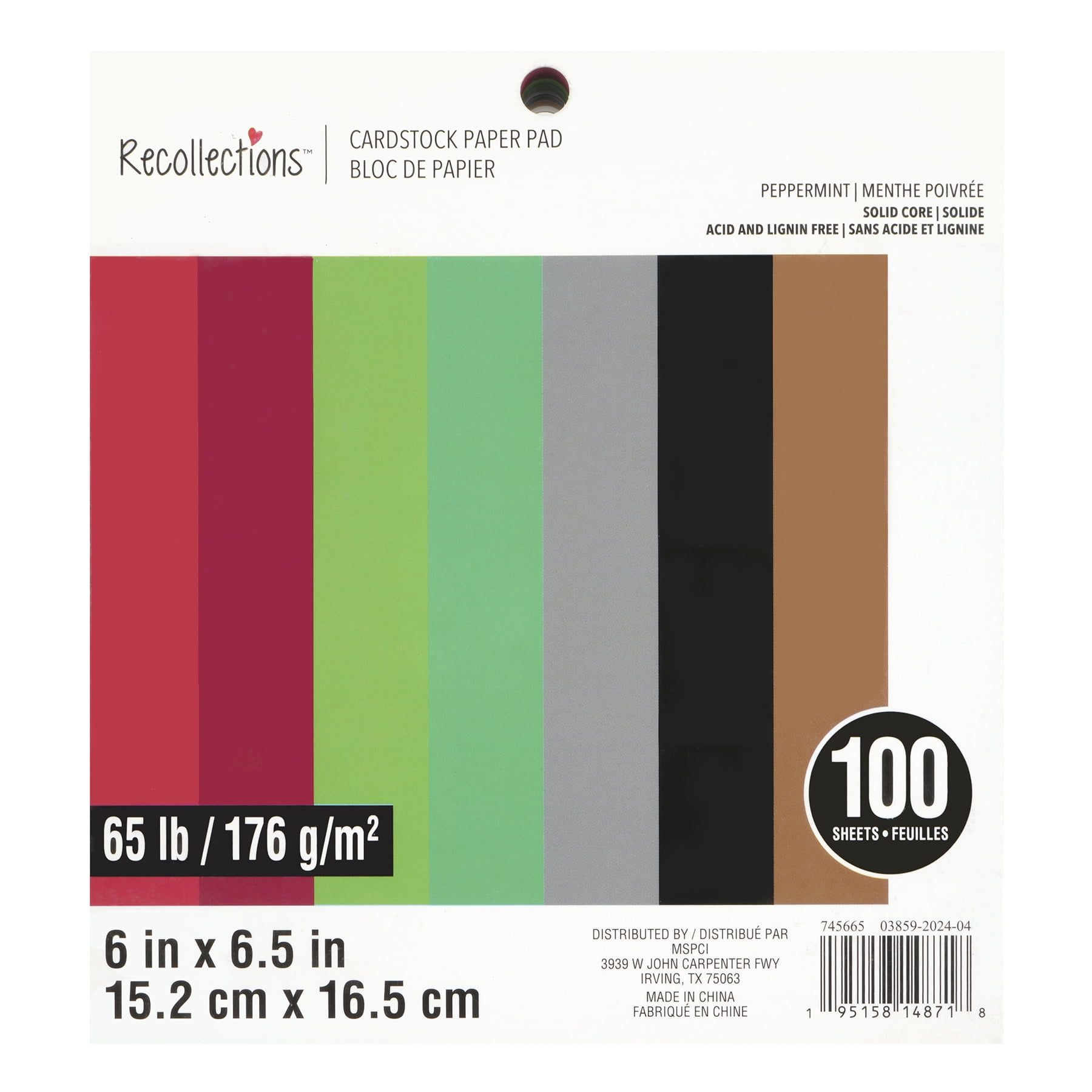 6" x 6.5" Peppermint Cardstock Paper Pad by Recollections - Acid and Lignin Free Paper for Scrapbooks - Arts & Crafts - 6 Pack