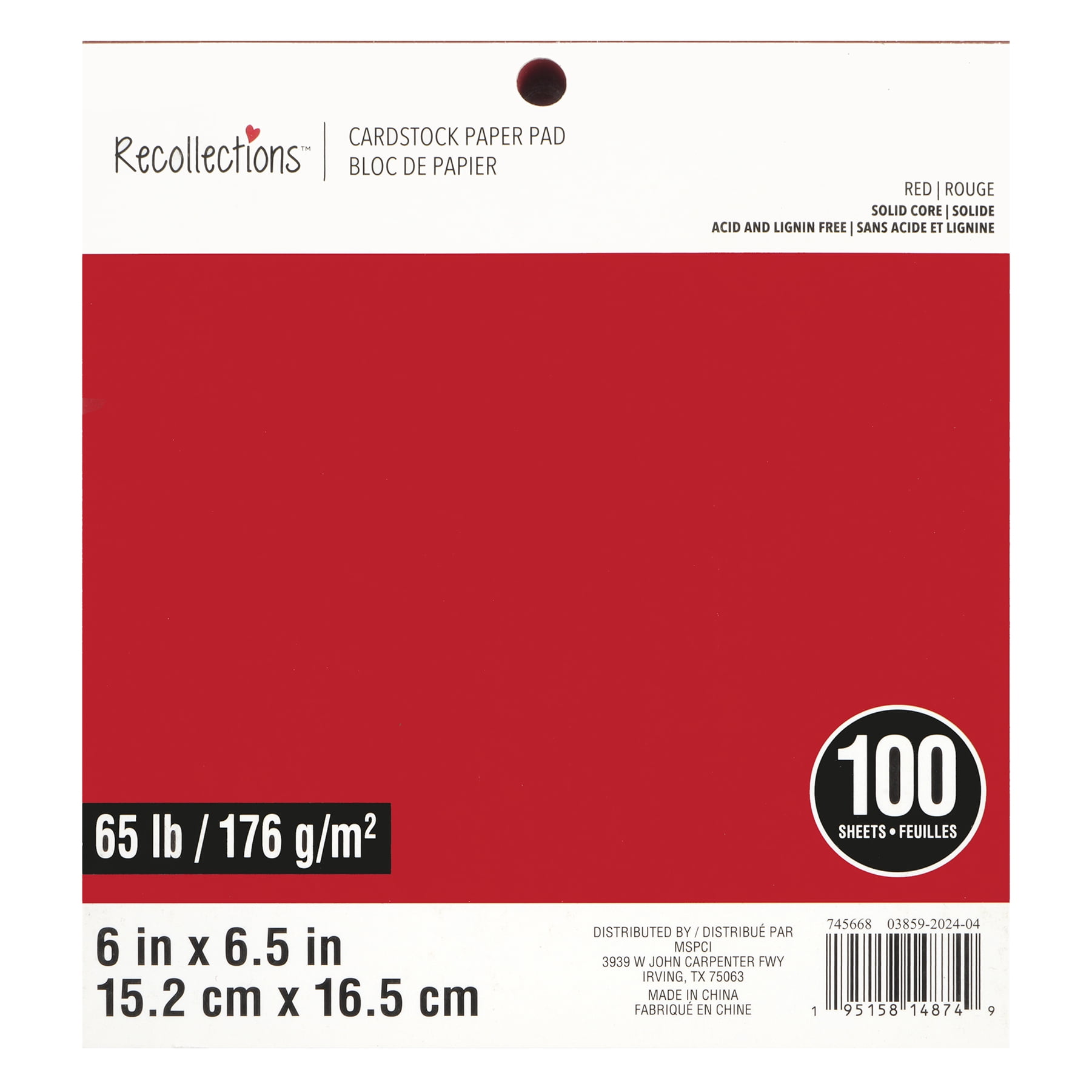 6" x 6.5" Red Cardstock Paper Pad by Recollections - Acid and Lignin Free Paper for Scrapbooks - Arts & Crafts - 6 Pack