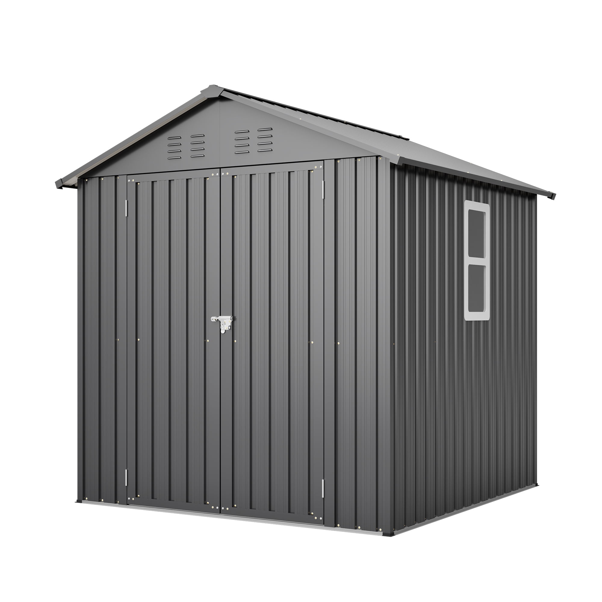 Thanaddo 6 x 6 ft Black Metal Outdoor Storage Shed with Lockable Thanaddo 6 x 6 ft Black Metal Outdoor Storage Shed with Lockable