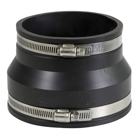 6 x 6 Flexible Coupling 6 Cast Iron/Pvc x Clay 6 with Stainless Steel Clamps