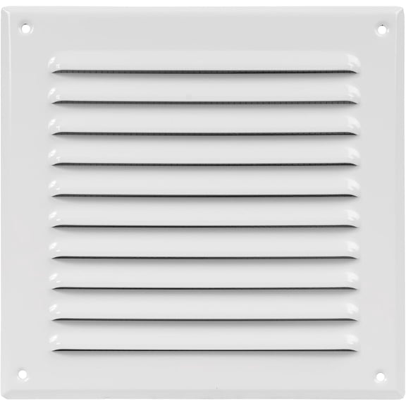 6 x 6 Inch (Opening Size) White Galvanized Steel Square Air Vent Cover - HVAC Louvered Grille with Mesh Screen - Register Vent Deflector for Bathroom, Kitchen, Home, Garage, Office
