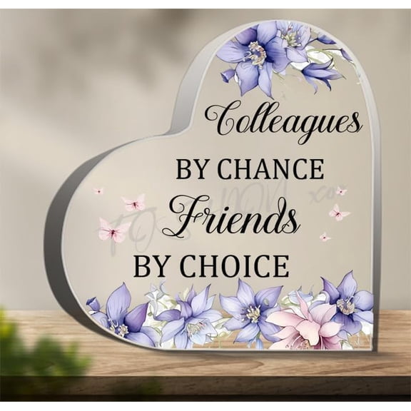 6 x 6 Inches Heart Shaped Acrylic Block, Flower & Letter Pattern Decorative Ornament, Room Decor Inspirational Creative Gift for Mom