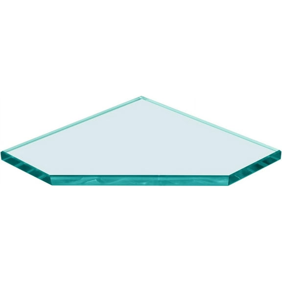 6" x 6" Pentagon Glass Corner Shelf - Shelf Only - Tempered - 3/8" Thick - Flat Polished Glass