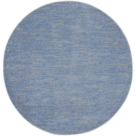 6 x 6 ft. Blue & Gray Striped Non Skid Indoor & Outdoor Round Area Rug
