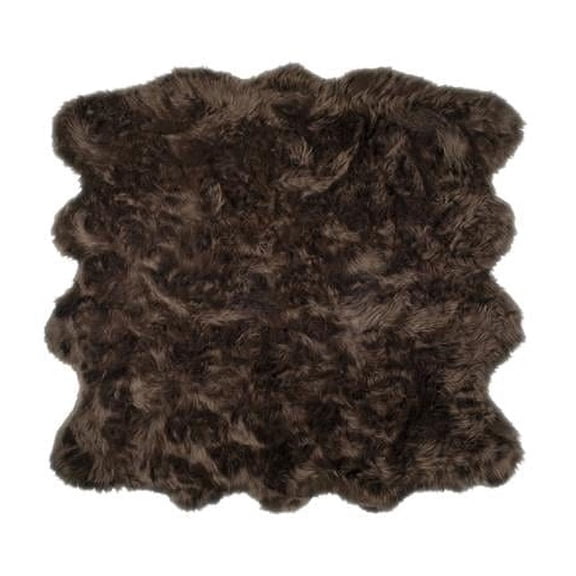 6 x 6 ft. Chocolate Faux Fur Washable Non Skid Area Rug - Chocolate - 6' x 6'
