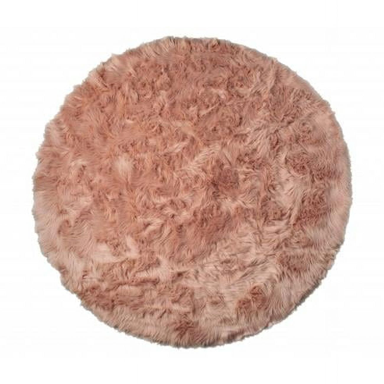6 x 6 ft. Dusty Rose Faux Fur Washable Non Skid Round Area Rug - DUSTY ROSE - 6' X 6'