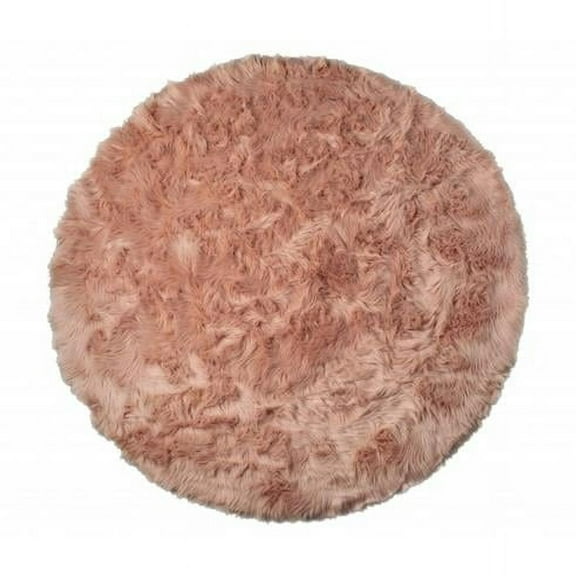 6 x 6 ft. Dusty Rose Faux Fur Washable Non Skid Round Area Rug - DUSTY ROSE - 6' X 6'