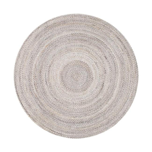 Lagos Ivory Round Braided Synthetic Geometric Rug - 6' x 6'