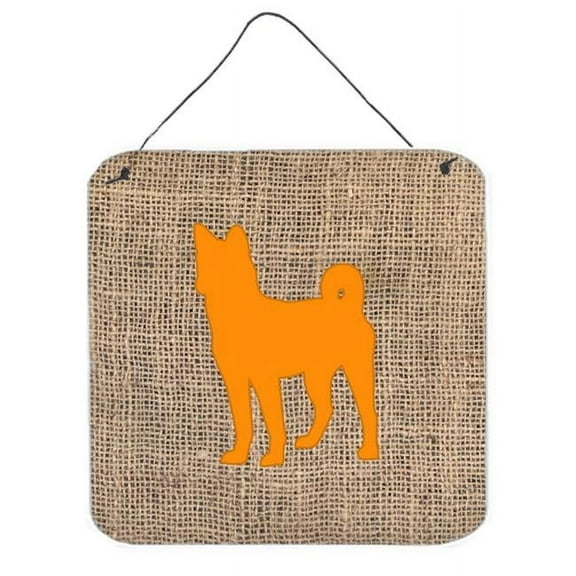 6 x 6 in. Basenji Burlap and Orange Aluminium Metal Wall Or Door Hanging Prints