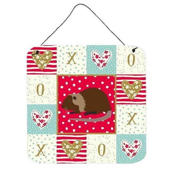 6 x 6 in. Coypu Nutria River Rat Love Wall or Door Hanging Prints