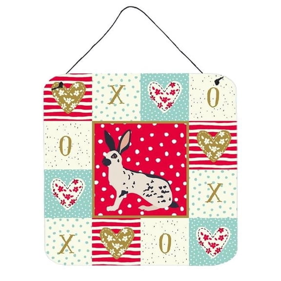 6 x 6 in. English Spot Rabbit Love Wall or Door Hanging Prints