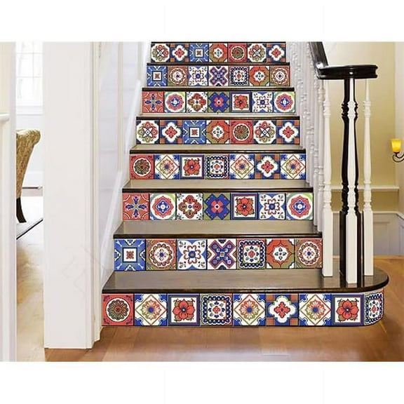 6 x 6 in. Mediterra Red Terra Cotta Mosaic Peel & Stick Removable Tiles