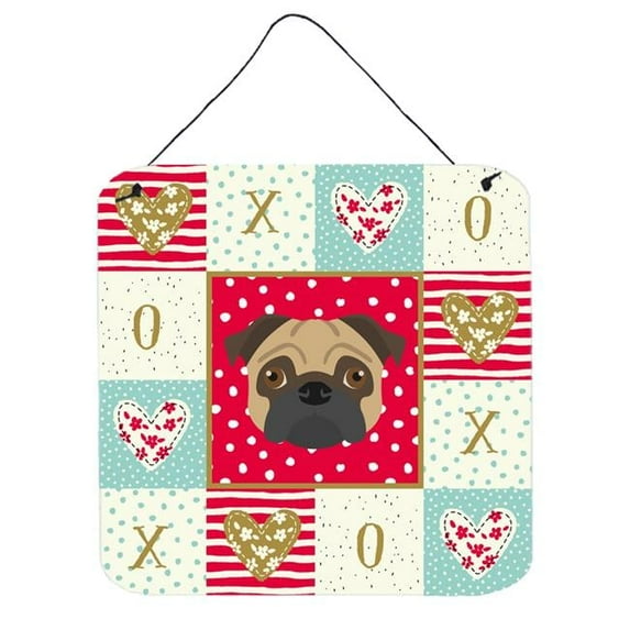 6 x 6 in. Pug Love Wall or Door Hanging Prints