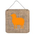 thumbnail image 1 of 6 x 6 in. Sheep Burlap and Orange Aluminium Metal Wall Or Door Hanging Prints, 1 of 1