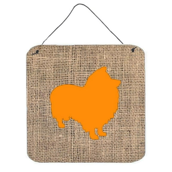 6 x 6 in. Sheltie Burlap and Orange Aluminium Metal Wall Or Door Hanging Prints