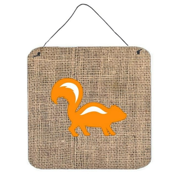 6 x 6 in. Skunk Burlap and Orange Aluminium Metal Wall Or Door Hanging Prints
