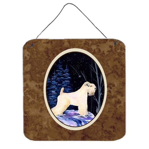 6 x 6 in. Starry Night Wheaten Terrier Soft Coated Aluminium Metal Wall Or Door Hanging Prints