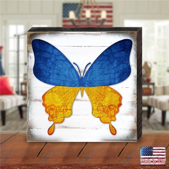 6 x 6 in. Ukraine Butterfly Wooden Wall Decor