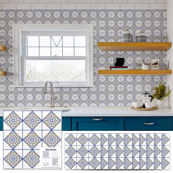 6 x 6 inch Peel and Stick Tile Stickers,20PCS French Style Tile Sticker Wall Backsplash DIY Murals Self Adhesive Removable Textured Tile Stickers For Home Kitchen Bathroom Staircase Decor