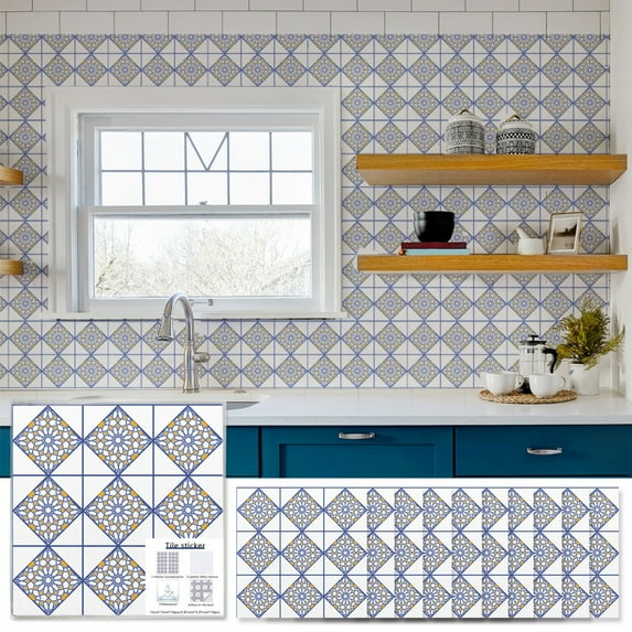 6 x 6 inch Peel and Stick Tile Stickers,20PCS French Style Tile Sticker Wall Backsplash DIY Murals Self Adhesive Removable Textured Tile Stickers For Home Kitchen Bathroom Staircase Decor