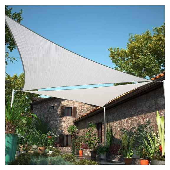 6' x 6' x 6' Grey Sun Shade Sail UPF50 Triangle SMTAPT10 Canopy Fabric Cloth Screen, Water Air Permeable & UV Resistant, Heavy Duty (We Customize Size) 6' x 6' x 6' Custom Size Gray